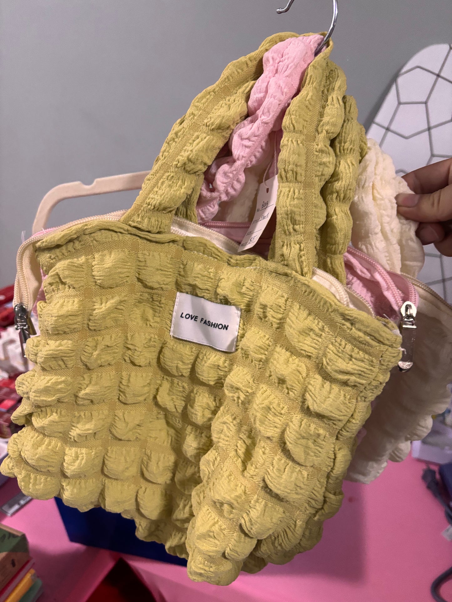 [Bags] Cute Handbags Short Ivory/Pink/Green