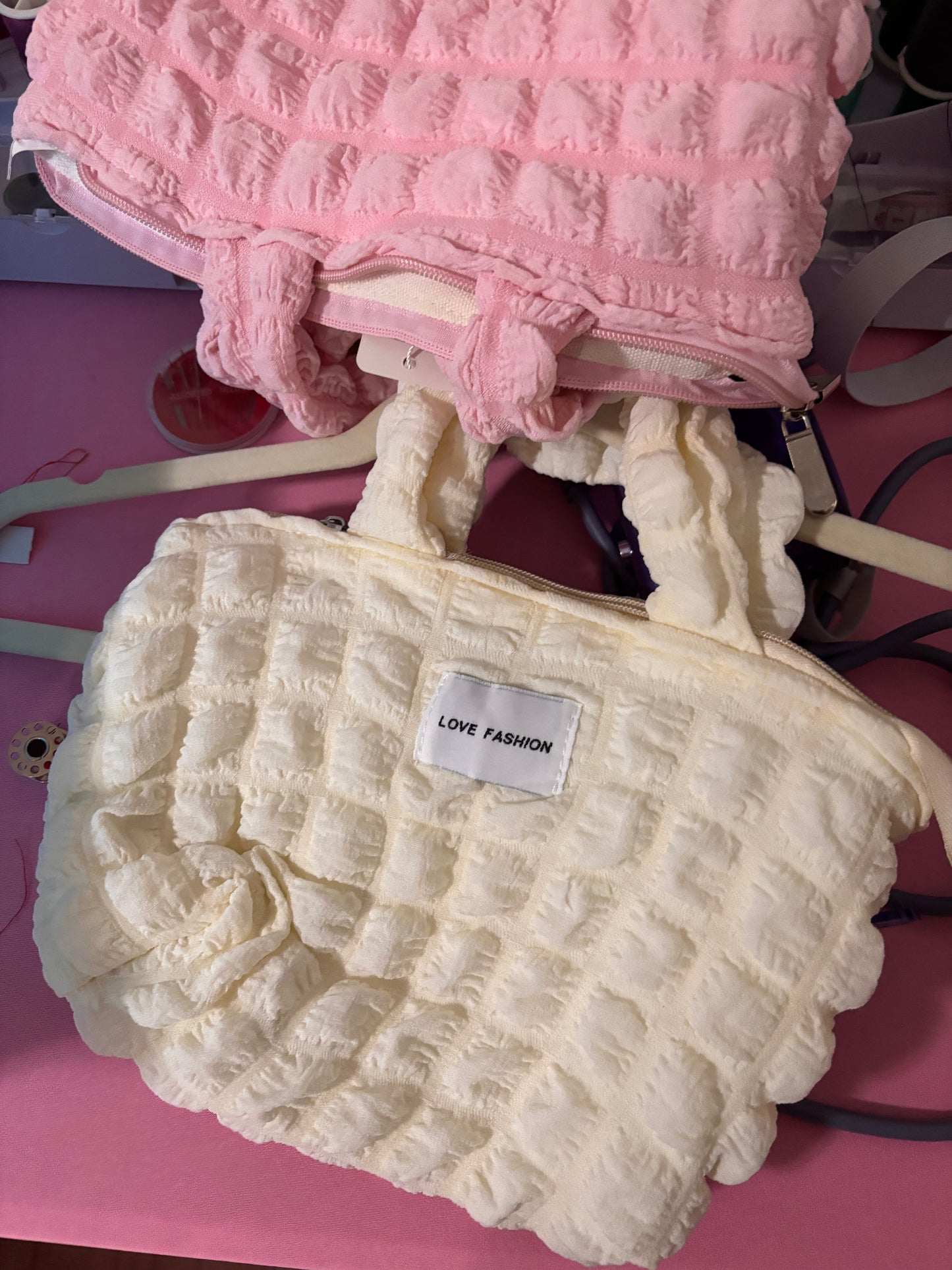[Bags] Cute Handbags Short Ivory/Pink/Green
