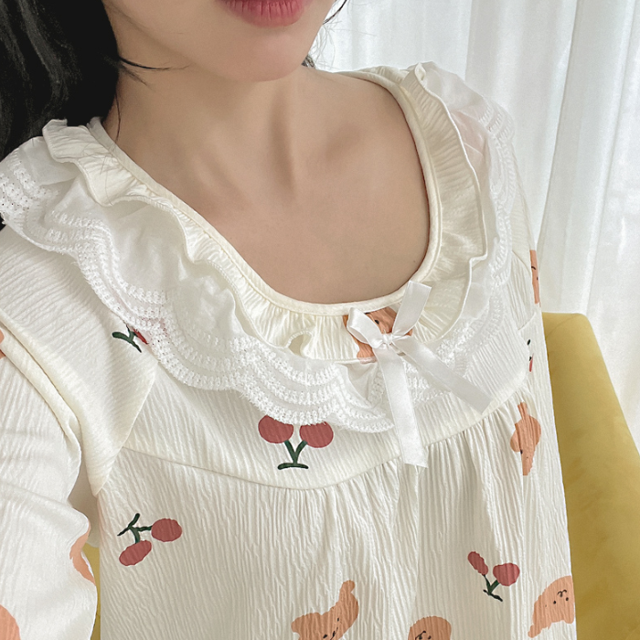 [Pajama] Bear Set White (S-M)