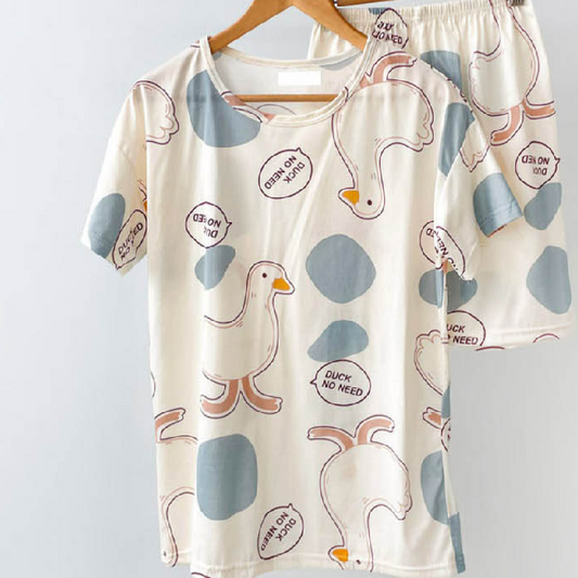 [Pajama] Flying Duck Set Ivory (S-M)