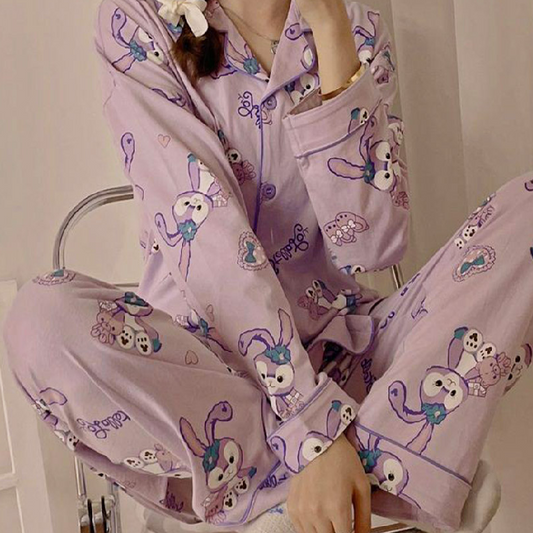 [Pajama] Rabbit Friend Set Purple (XS-S)