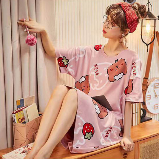[Pajama] Bear Dress Pink (S-M)