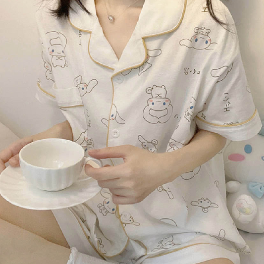 [Pajama] Cinamon Set White (XS-S)