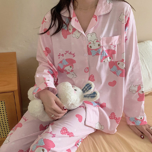[Pajama] Bunny Ribbon Set Pink (XS-S)