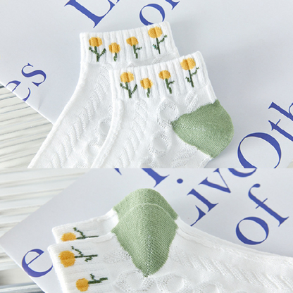 [Socks] Flower White 5-Pair Set