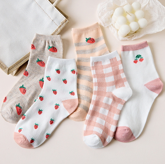 [Socks] Strawberry 5-Pair Set