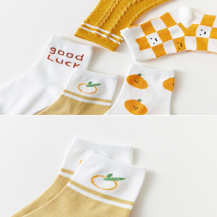 [Socks] Orange 5-Pair Set