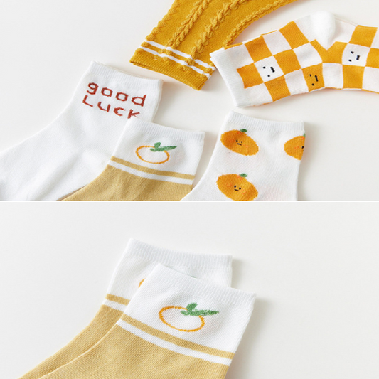 [Socks] Orange 5-Pair Set