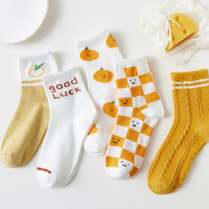 [Socks] Orange 5-Pair Set