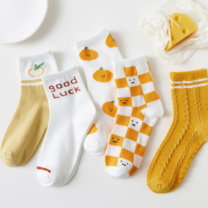 [Socks] Orange 5-Pair Set